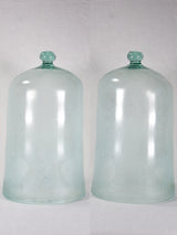 Pair of 19th-century French blown glass garden cloche domes 18½"