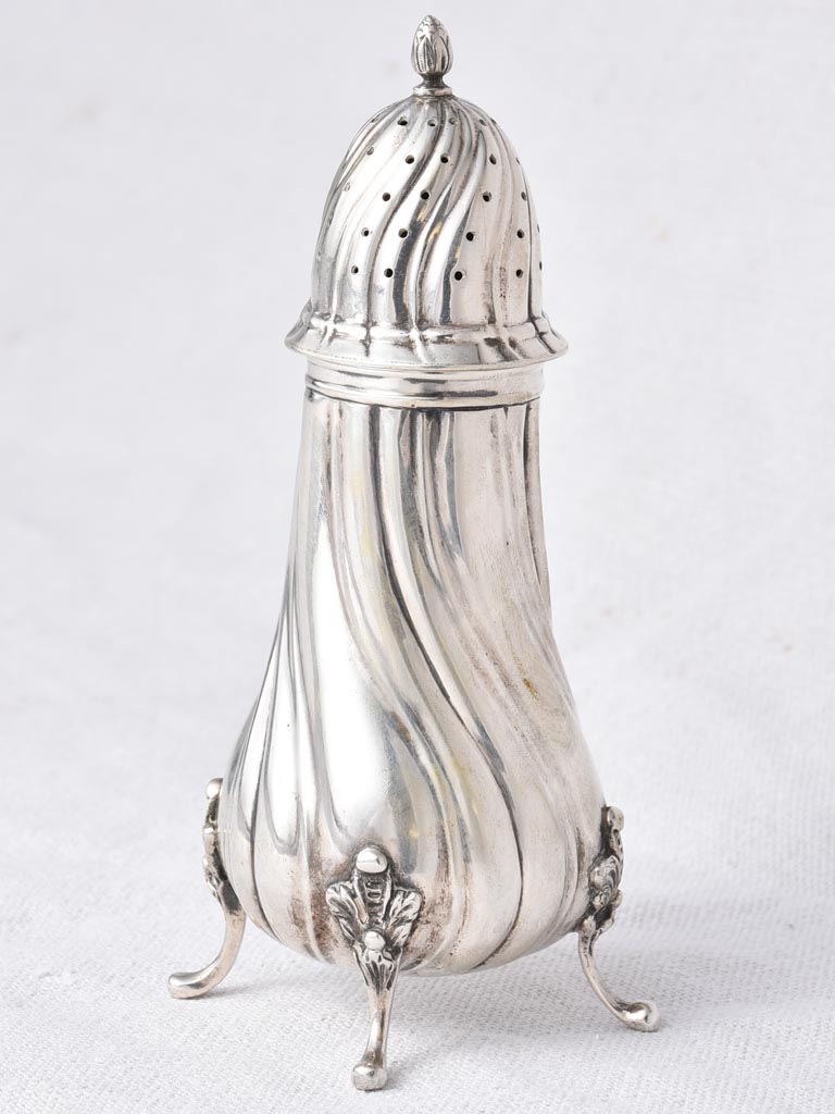 18th-Century French Poinçon Silver Sugar shaker - spiral 6¾"