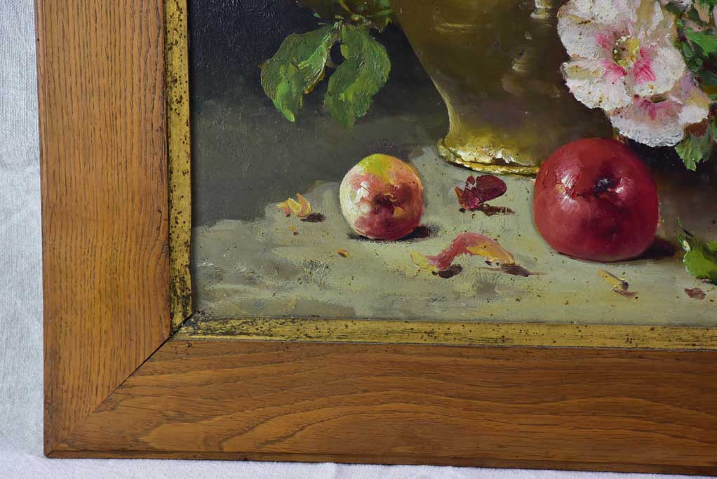 Pair of large antique French still life paintings - oil on canvas 32" x 28"