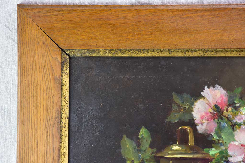 Pair of large antique French still life paintings - oil on canvas 32" x 28"