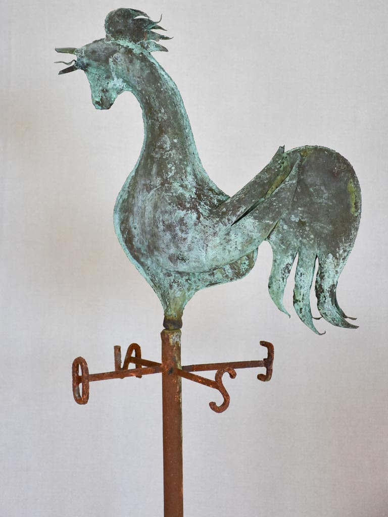 19th Century French weather-vane rooster - copper and iron 38¼"