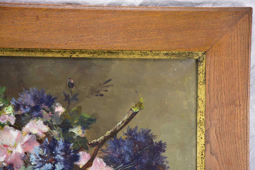 Pair of large antique French still life paintings - oil on canvas 32" x 28"