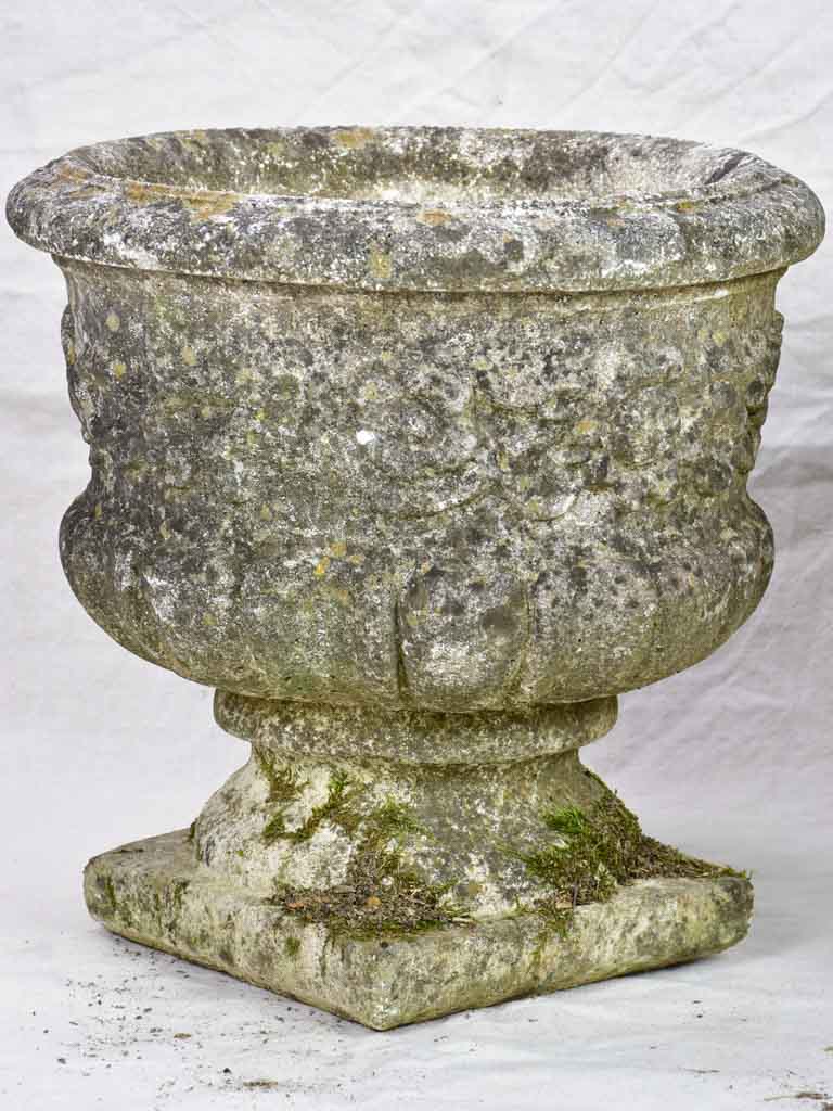 Pair of vintage French planters - reconstituted stone 15"