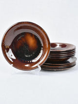 Six brown bowls and four plates - vintage