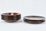 Six brown bowls and four plates - vintage