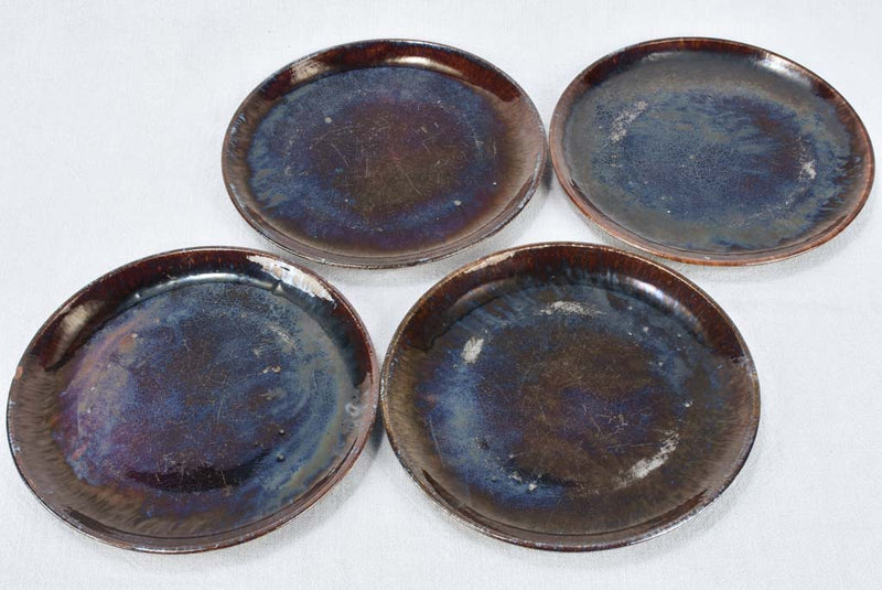 Six brown bowls and four plates - vintage
