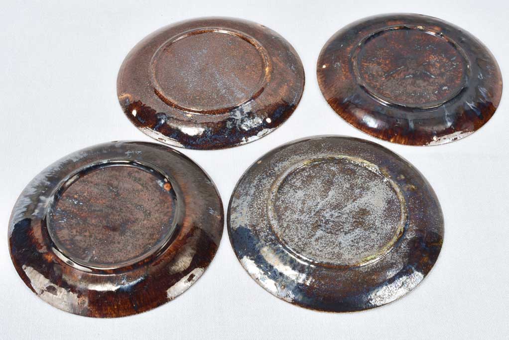 Six brown bowls and four plates - vintage