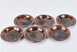 Six brown bowls and four plates - vintage