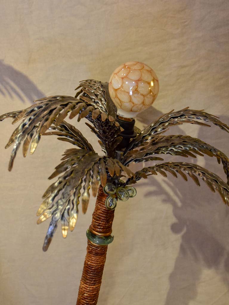 Antique Rope-adorned Palm Floor Lamp