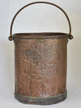19th Century French copper bucket from a winemaker - tall 12½"