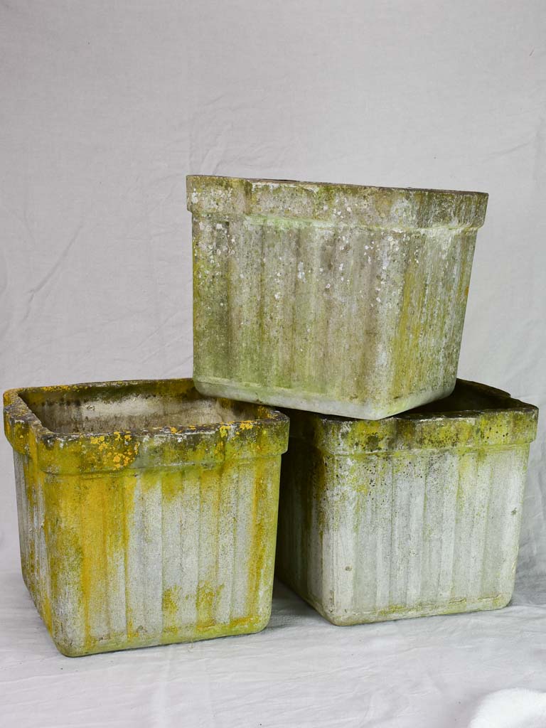 Set of three mid century Willy Guhl planters - square 17"