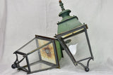 Pair of very large antique French lanterns with black and green patina