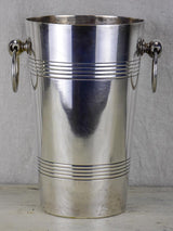 Tall silver plate Art Deco champagne bucket with handles