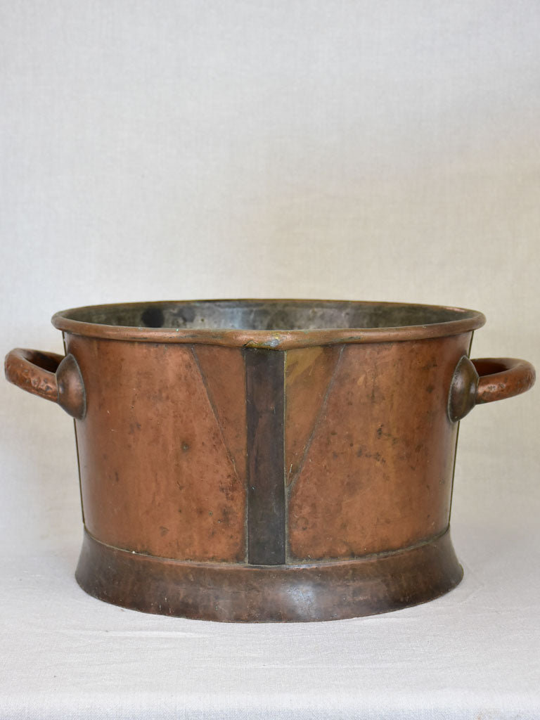 Rare 19th Century copper winemaker's basin with two handles and beak 20"