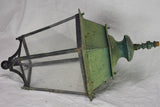 Pair of very large antique French lanterns with black and green patina