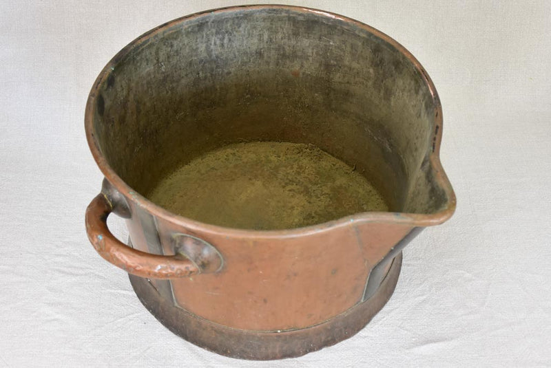Rare 19th Century copper winemaker's basin with two handles and beak 20"
