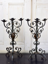 Pair of antique French candlesticks - wrought iron