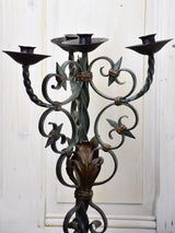 Pair of antique French candlesticks - wrought iron