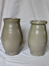 Two antique French milk pitchers - gray sandstone