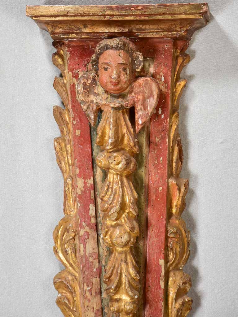 Pair of Spanish gilt boiserie column elements from a church 51¼"