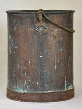 Tall 19th Century French copper winemaker's bucket with black patina 13½"