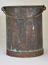 Tall 19th Century French copper winemaker's bucket with black patina 13½"