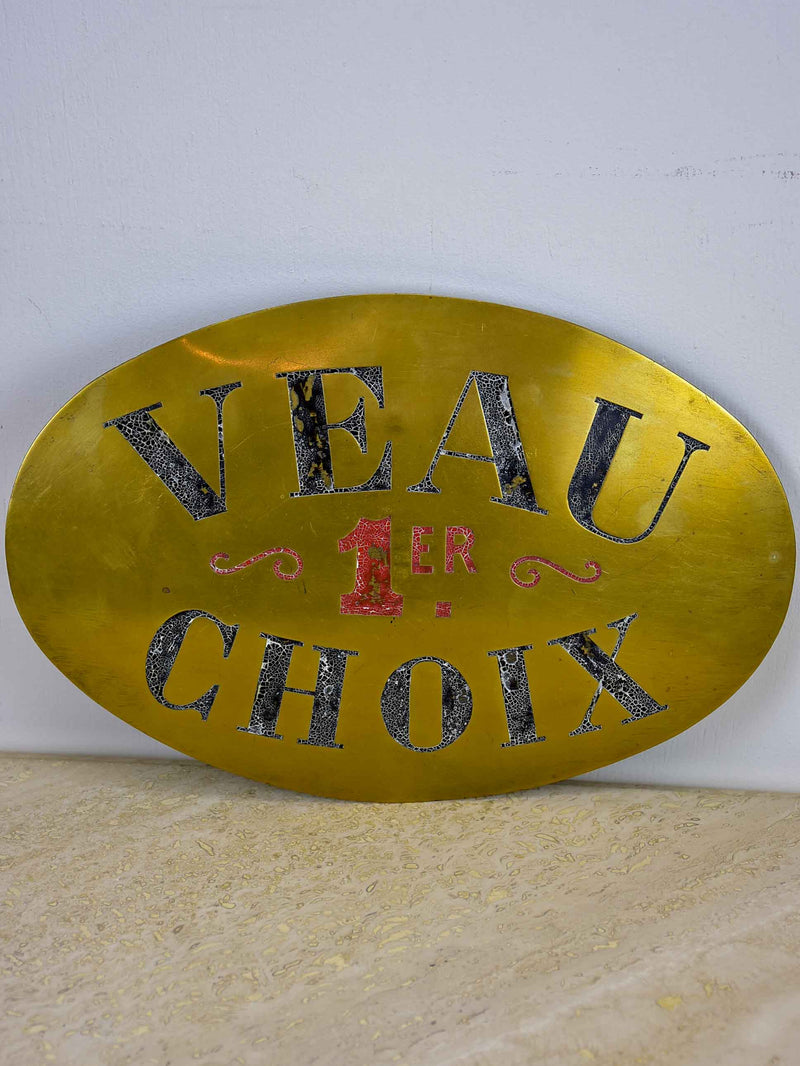 Antique French sign from a butcher - Veau 1ere choix