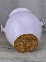 Antique French mustard pot with two handles - white
