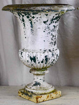 Pair of early 19th Century French Medici urns - cast iron, white 26"