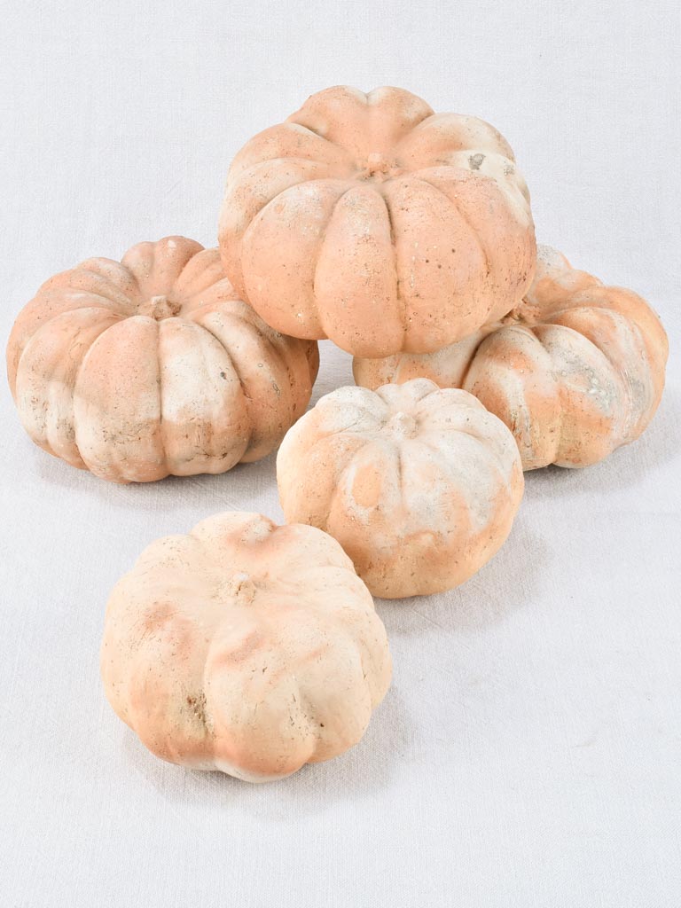 Set of five terracotta sculptures of pumpkins