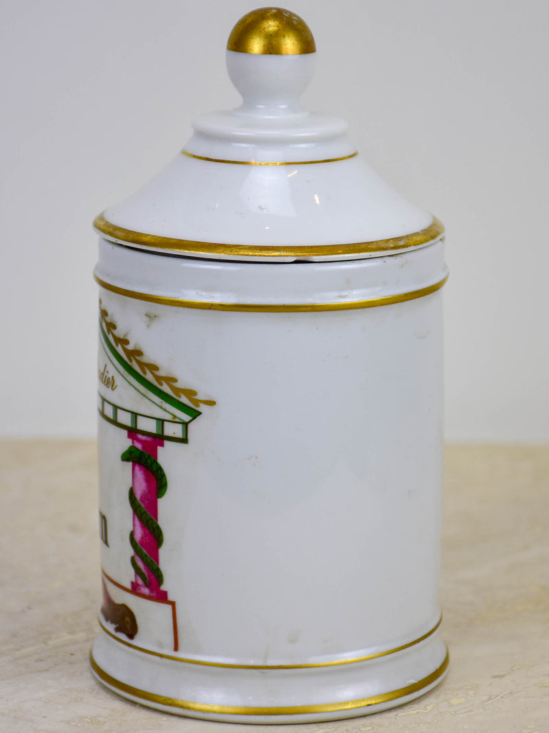 Antique French Limoges apothecary jar - Opium