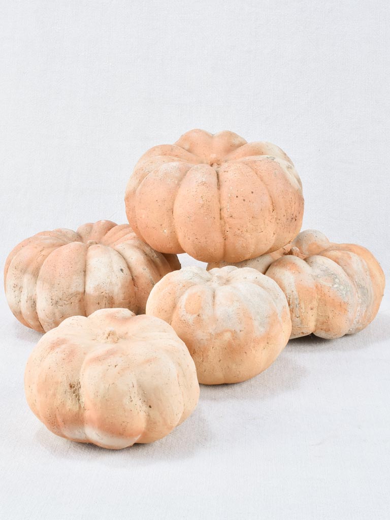 Set of five terracotta sculptures of pumpkins