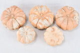 Set of five terracotta sculptures of pumpkins