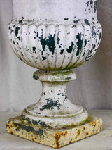 Pair of early 19th Century French Medici urns - cast iron, white 26"