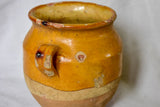 Small antique French confit pot with ocher glaze 6¼"