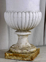 Pair of early 19th Century French Medici urns - cast iron, white 26"