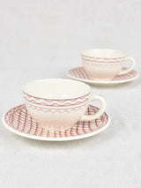 Pair of 1950s Gien coffee cups and saucers