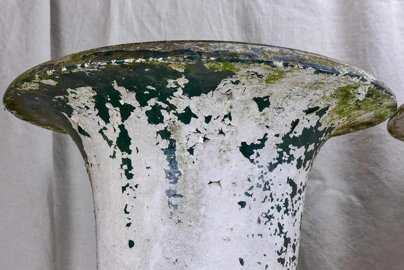 Pair of early 19th Century French Medici urns - cast iron, white 26"