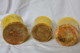 Collection of three antique French preserving pots with yellow glaze