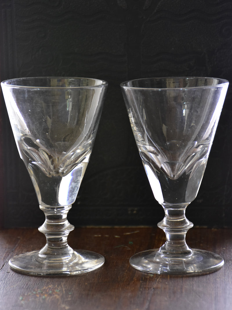 Set of eight antique absinthe glasses