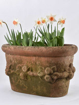 RESERVED JS Large oval terracotta planter w/ garlands 27¼"