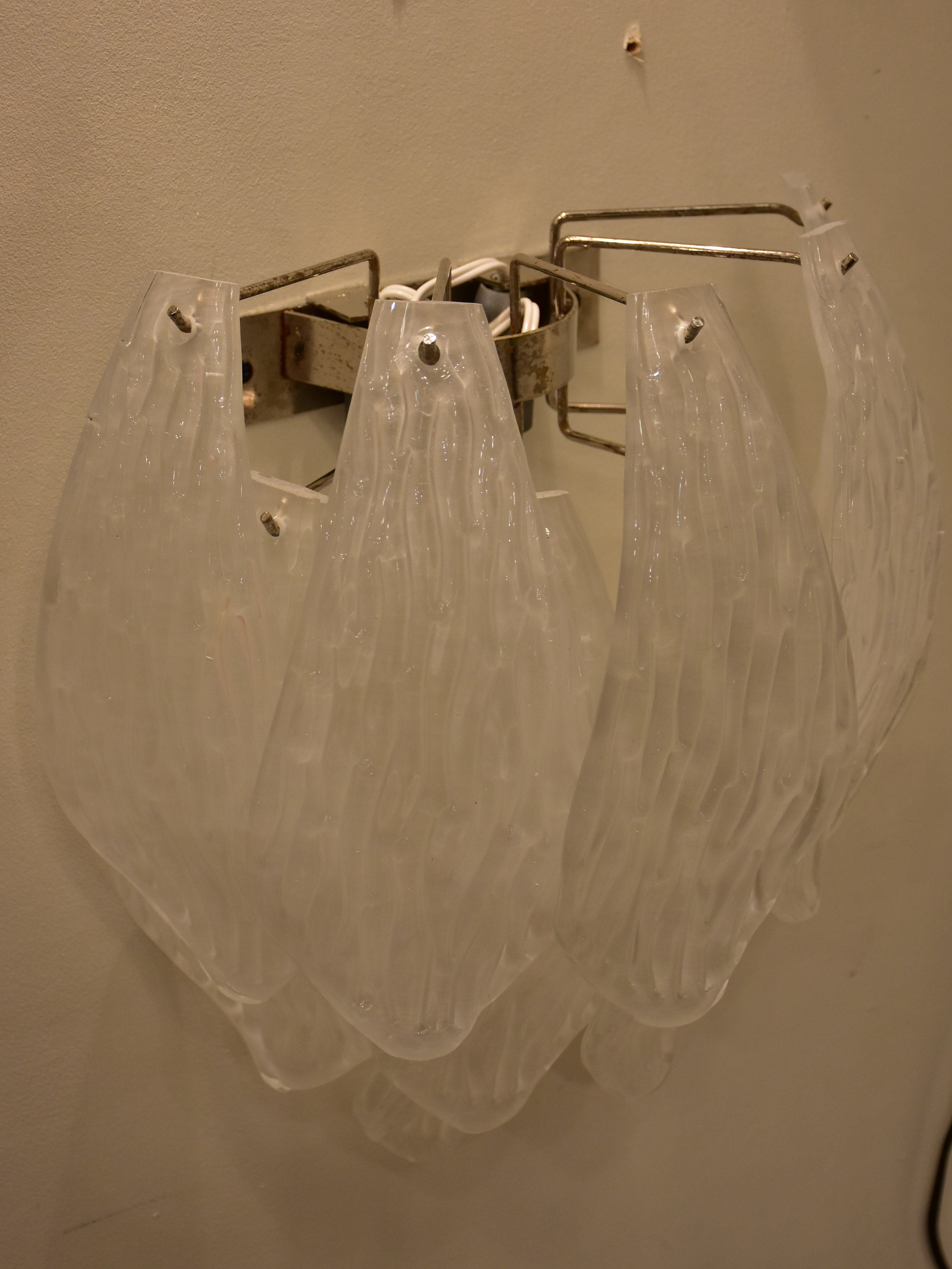 Pair of vintage Murano glass wall sconces - waterfall