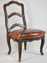 18th-century Louis XVI walnut chair with leather