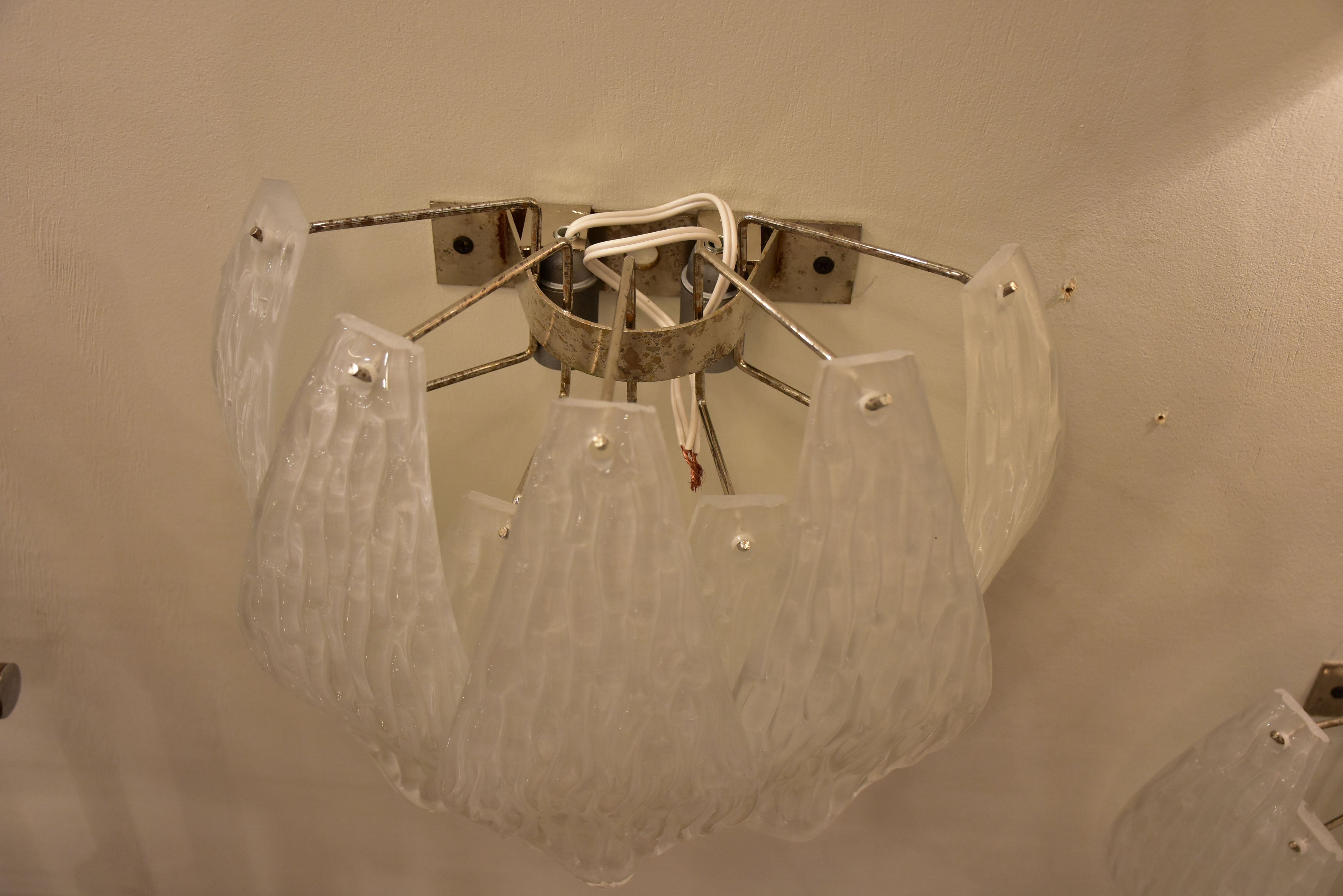 Pair of vintage Murano glass wall sconces - waterfall