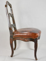 18th-century Louis XVI walnut chair with leather