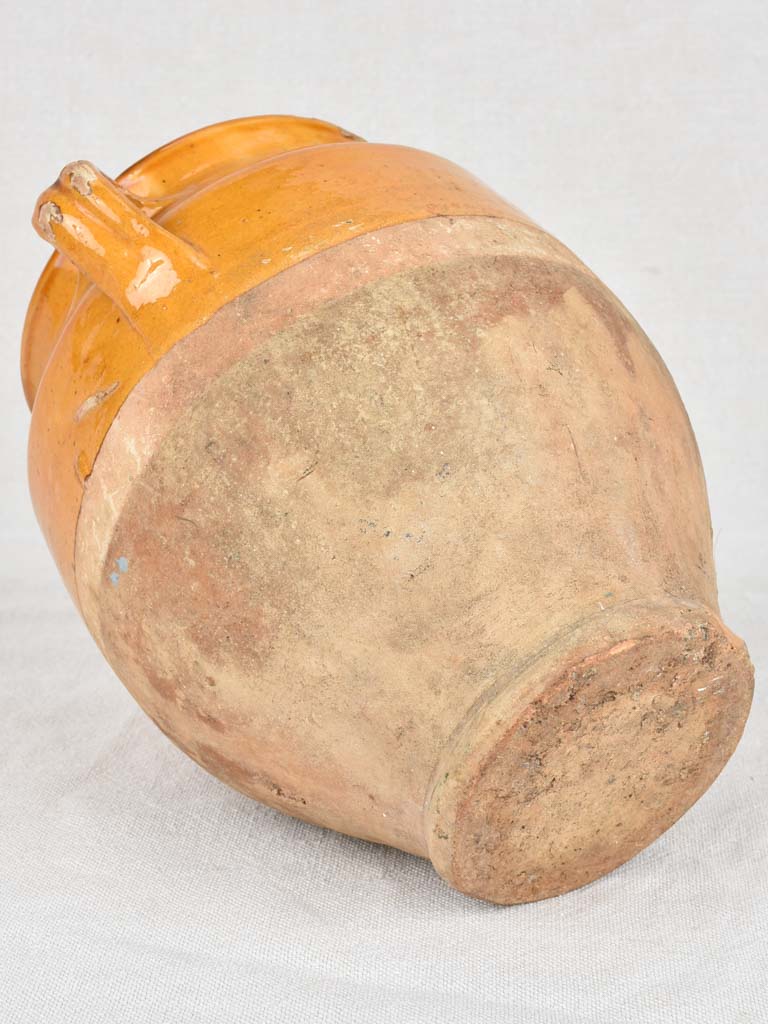 Antique French confit pot with ocher glaze 9"