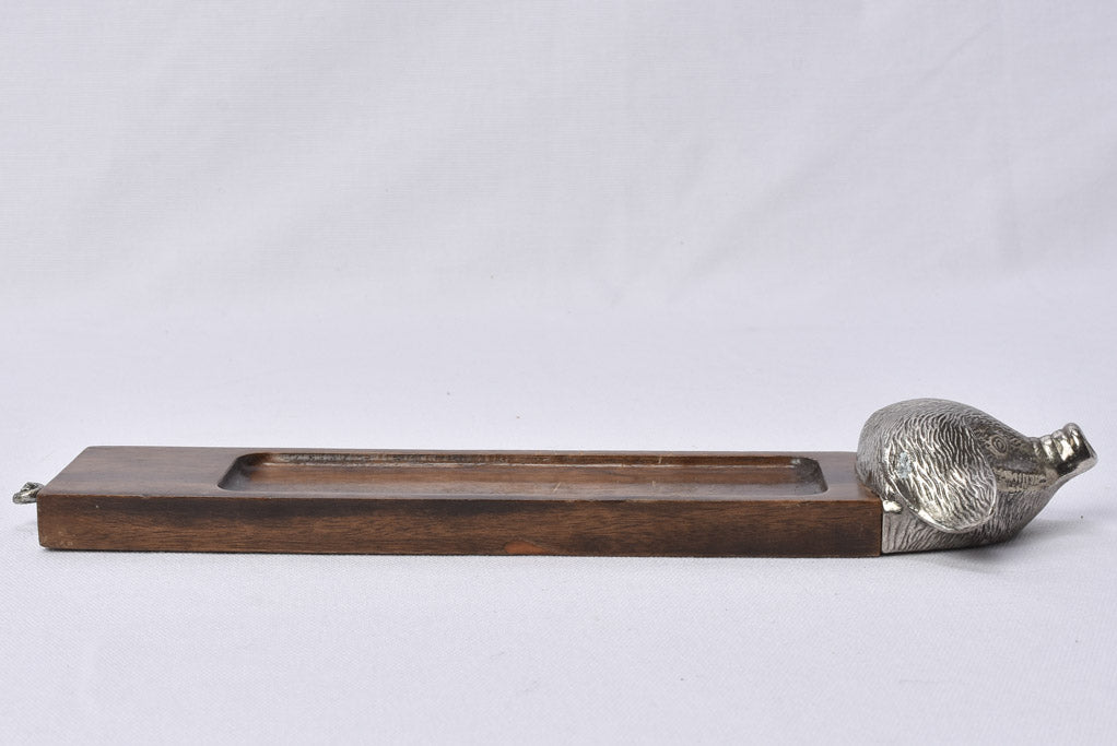 Antique Wooden Cutting Board with Pig Design