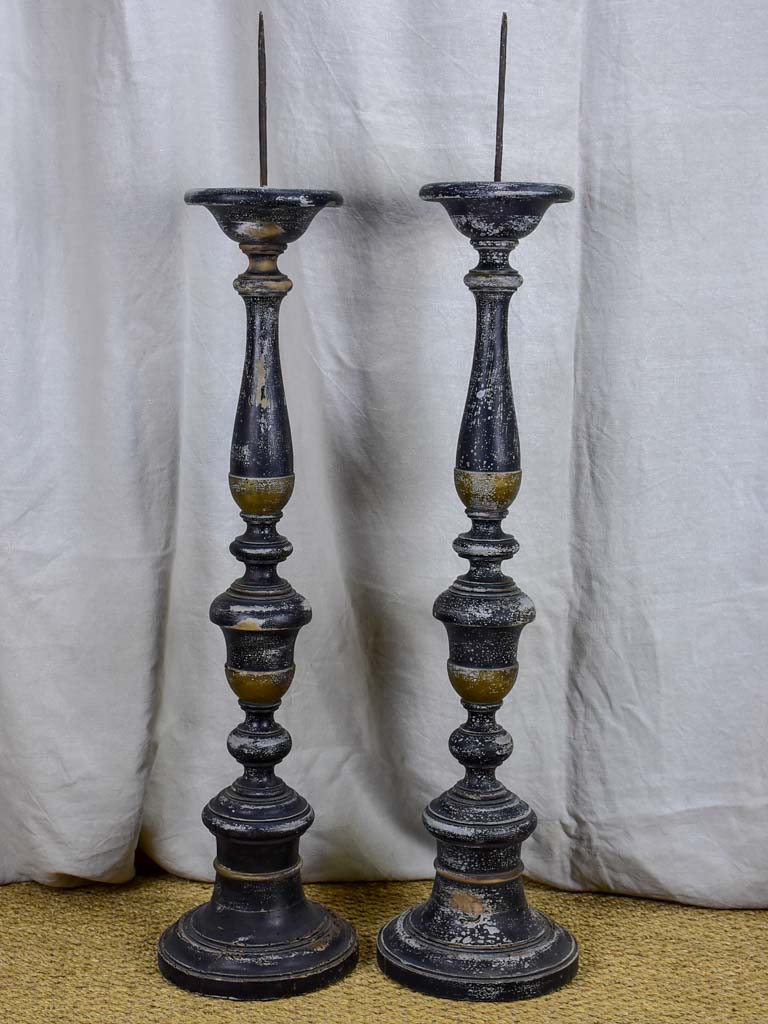 Very large pair of antique Italian candlesticks - 19th Century