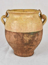 Pale yellow antique French confit pot 9½"