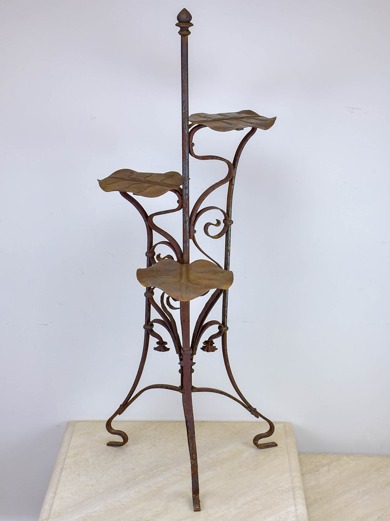 Antique French plant stand with lily pad leaves